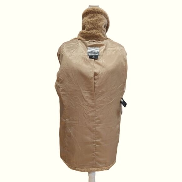 Kensie Women's Faux Fur Tan Butterscotch Teddy Double Breasted Jacket Size L - Picture 10 of 13